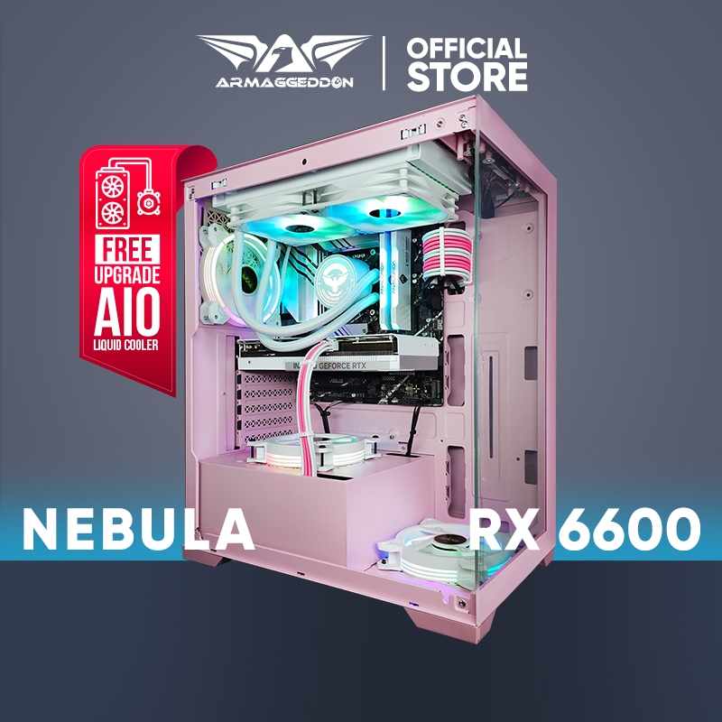 FREE AIO - Armaggeddon Nebula | R5 5600 + RX 6600 | Gaming PC | 16GB RGB RAM | 1TB SSD | Aquaron Chassis