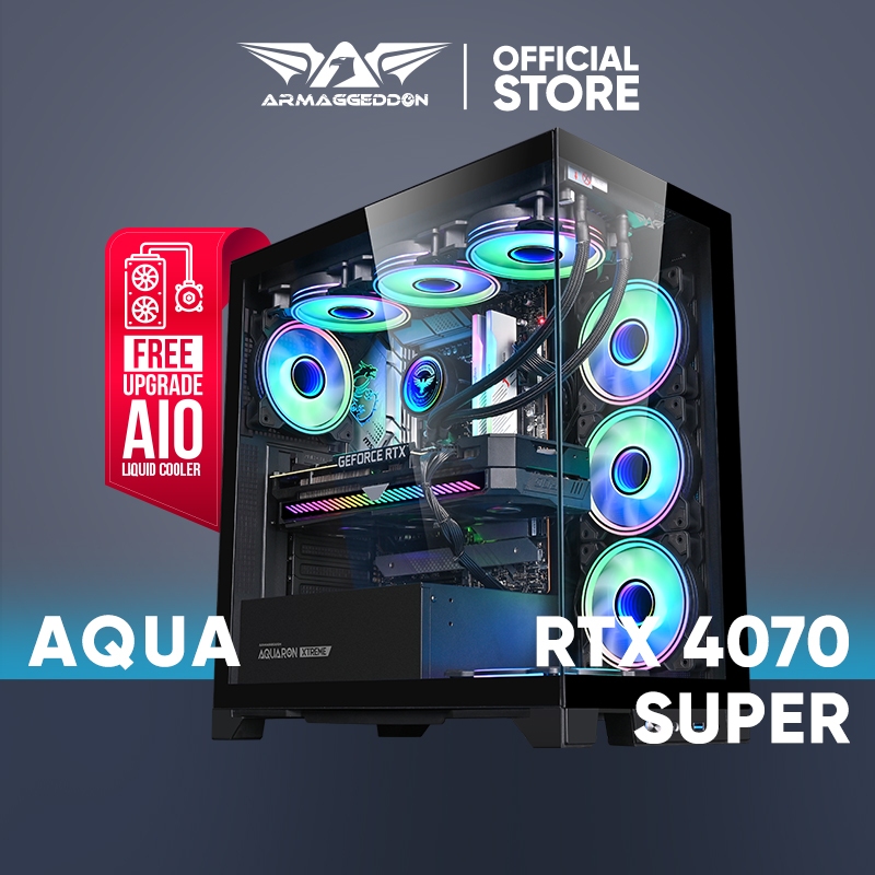 FREE AIO - Armaggeddon Aqua RTX 4070 Super Edition Gaming PC | Intel | AMD Ryzen | 16GB RGB RAM | 1TB SSD | Core 12 Air
