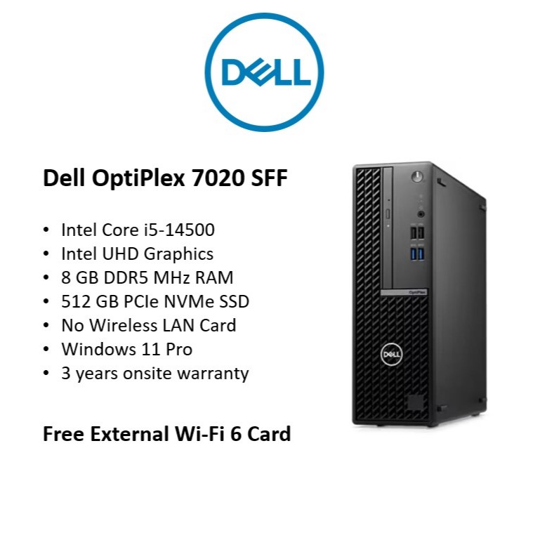 [Brand New+Free Wifi6 Card] Dell OptiPlex 7020 SFF Tower Desktop|Intel i5/i7|512GB SSD|3Yrs Onsite