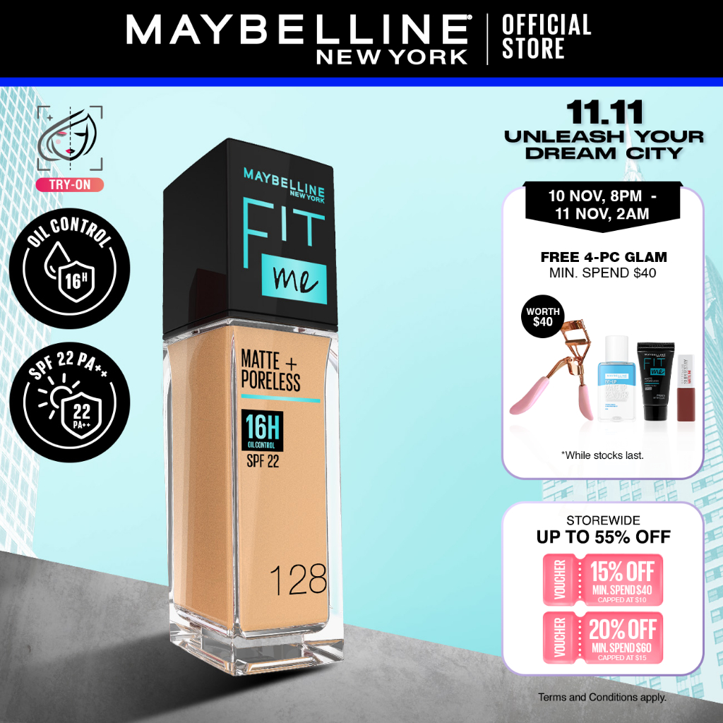 Maybelline Fit Me Matte + Poreless Liquid Foundation SPF 22 30ml (Fit Me Foundation, Maybelline Foundation, Fit Me)