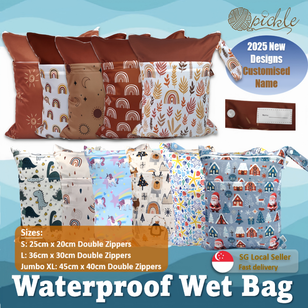 (3 Sizes) Customised Wet Bag Personalised Wet Bag / Diaper Bag / Waterproof Wet Bag / Nappy Bag