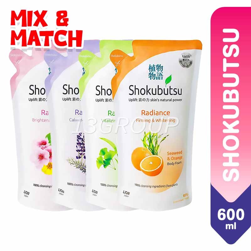 Shokubutsu Body Wash Shower Cream Foam Gel Refill, 500g-600ml
