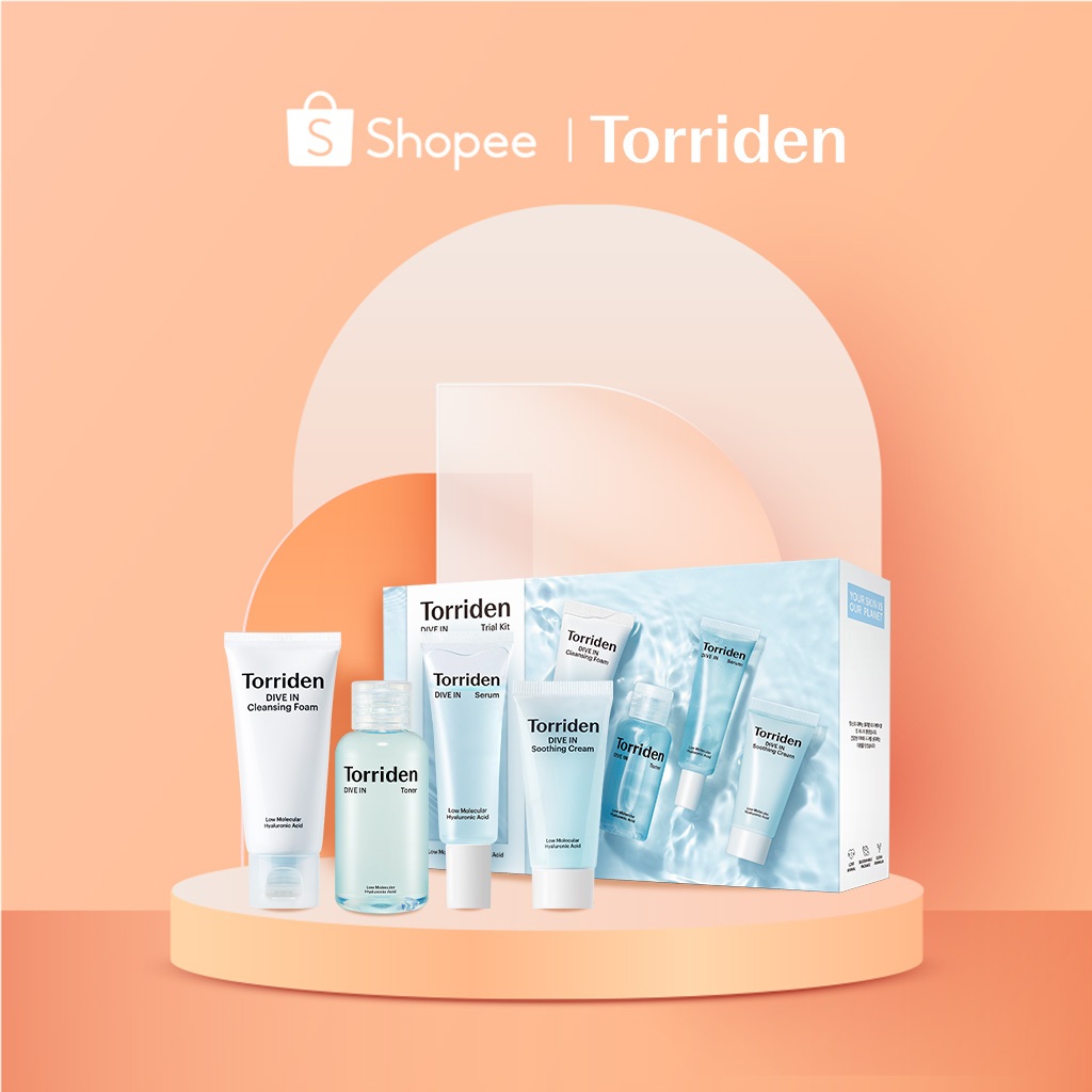 [Torriden Official] DIVE IN All in One Mini Size Trial Kit, Cleanser 30ml, Toner 50ml, Serum 10ml, Soothing Cream 20ml for Moisture Glow & Hydrating