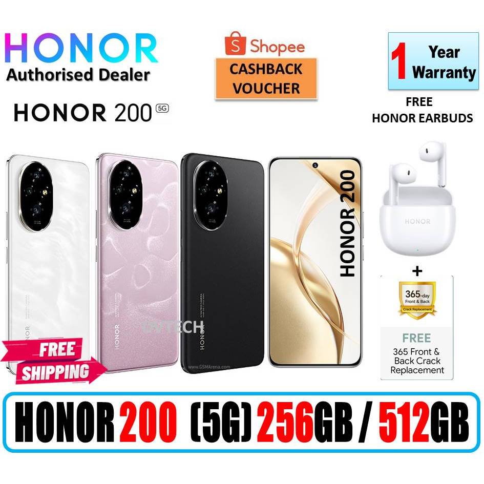 11.11  SALE!!!  HONOR 200 | 12GB + 512GB / 12GB + 256GB | Local Set with 1 Year Honor Warranty | FREE HONOR Earbuds