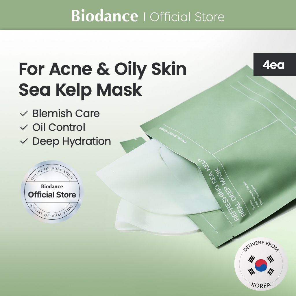 [Biodance Official] Refreshing Sea Kelp Real Deep Mask (4ea) | Seaweed Soothing Overnight Mask