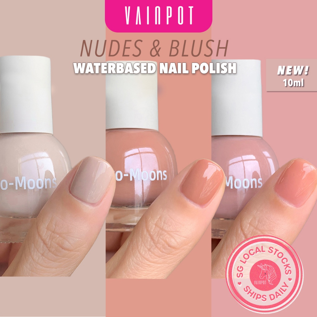 【Vainpot-SG】 TWO MOONS Nude & Blush Water Based Peel Off Non-Toxic Nail Polish - 10ml