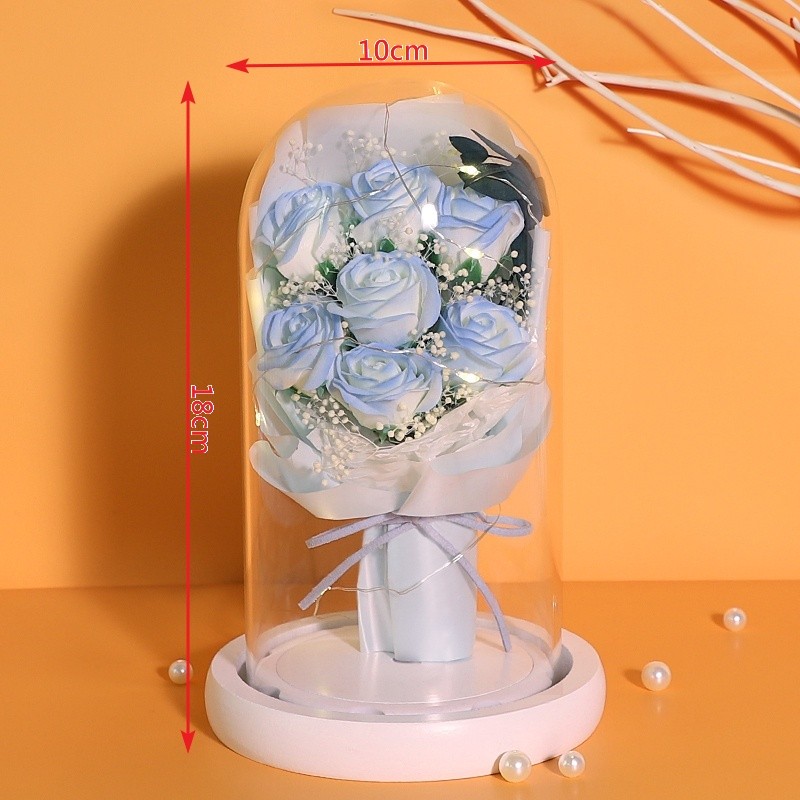 10*18cm(7朵碎冰藍玫瑰花束)