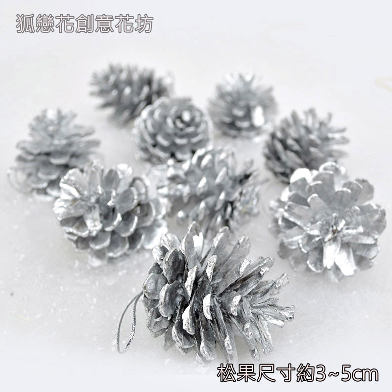 台灣現貨【松果吊飾】天然果實掛飾 金銀雪色聖誕樹裝飾 花圈藤圈佈置 門把牆面窗邊點綴 聖誕佈置 裝飾掛飾
