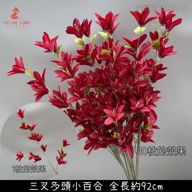 紅色3叉多頭小百合