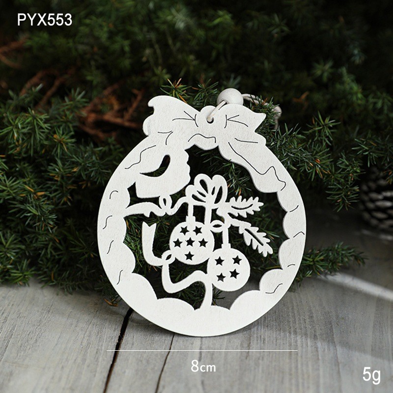 白色木質掛飾(聖誕球花環)