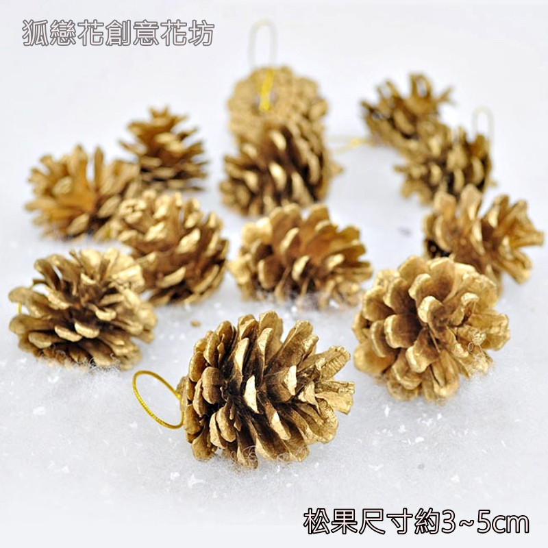 台灣現貨【松果吊飾】天然果實掛飾 金銀雪色聖誕樹裝飾 花圈藤圈佈置 門把牆面窗邊點綴 聖誕佈置 裝飾掛飾