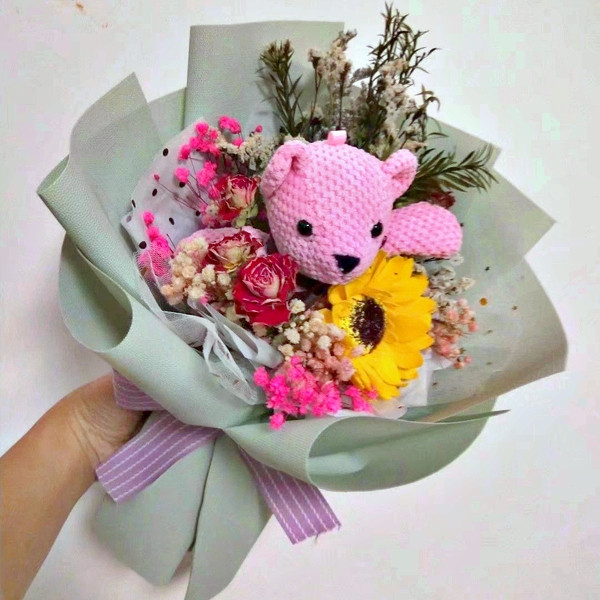 台灣現貨【小熊香皂花束】向日葵康乃馨永生玫瑰花禮 成品包裝送禮 畢業告白生日祝福 畢業花束 謝師禮物 生日禮物