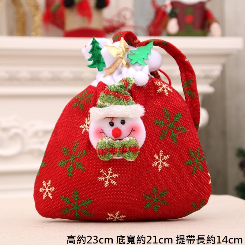 手提束口禮物袋<紅色雪人>