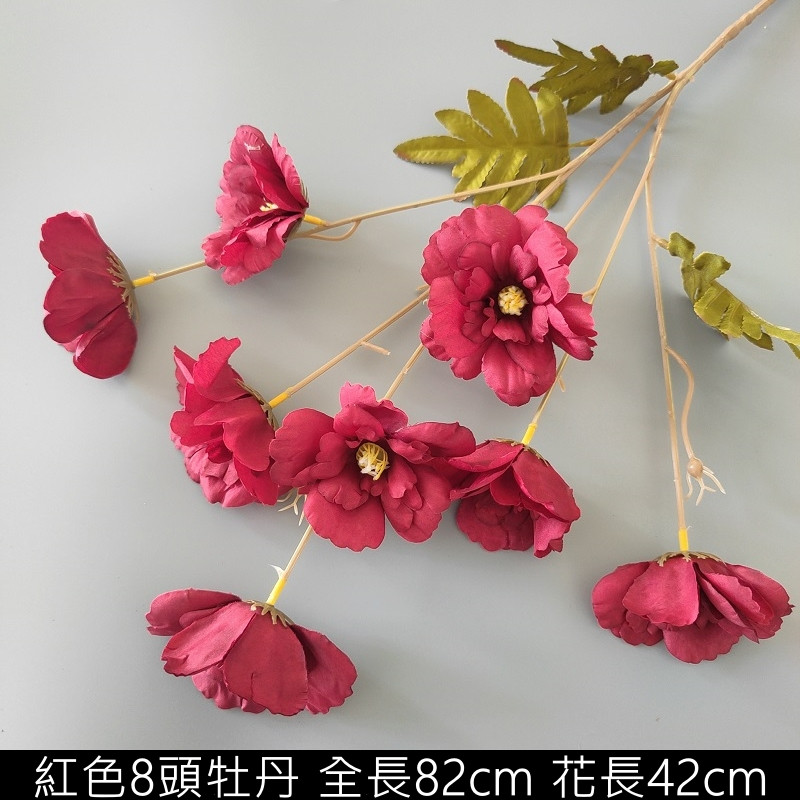 紅色8頭牡丹