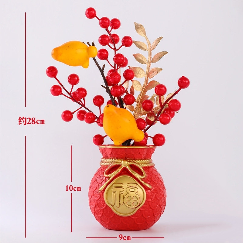 ❰五福臨門❱錢袋福紅盆(小款)