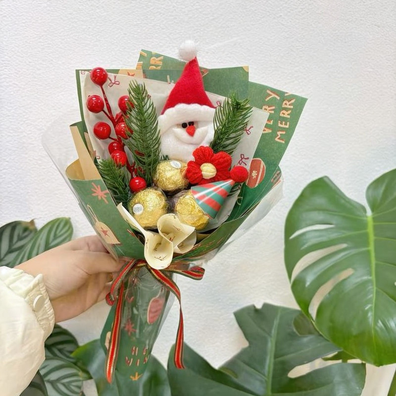 30cm聖誕玩偶金莎花束(綠)