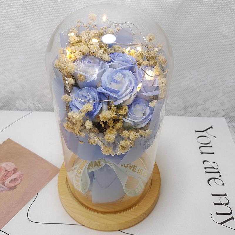10*20cm(6朵碎冰藍玫瑰花束)