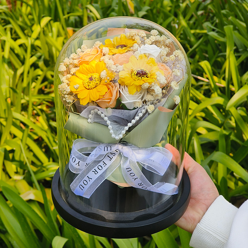 15*23cm(香檳白玫瑰向日葵花束)
