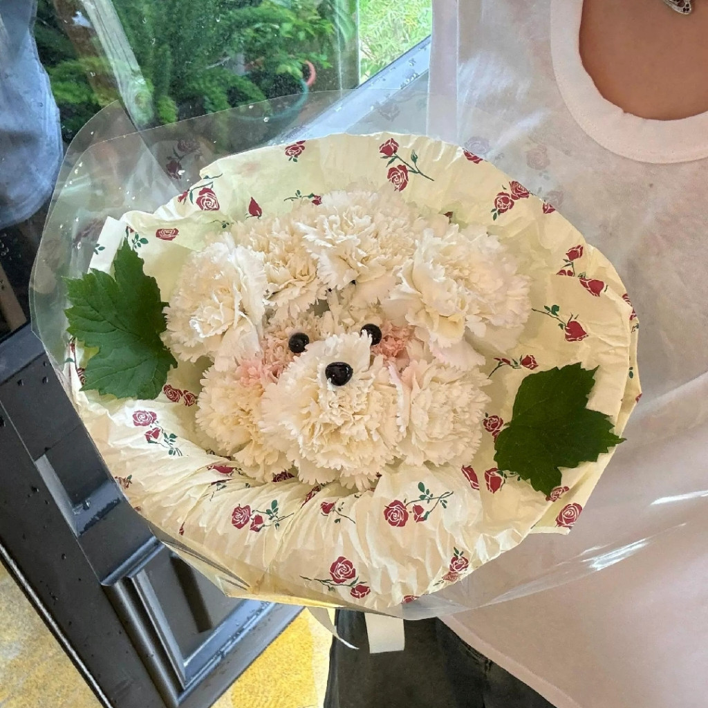台灣現貨【貴賓狗康乃馨香皂花束】可愛狗狗造型成品花束 母親節謝師畢業生日禮物拍照 母親節花束 送媽媽