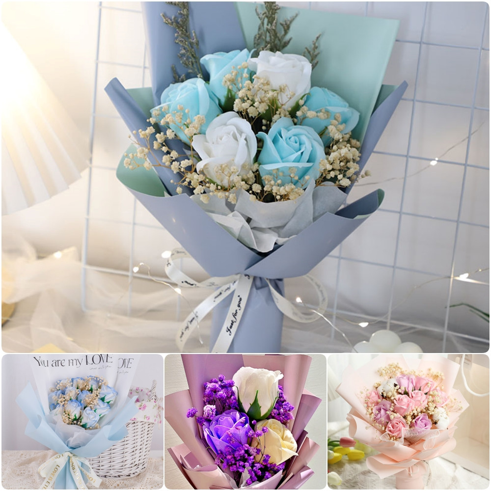 台灣現貨【香皂玫瑰花束】永生滿天星混搭多配色多朵數 畢業告白母親節花束 生日禮物 拍照花束