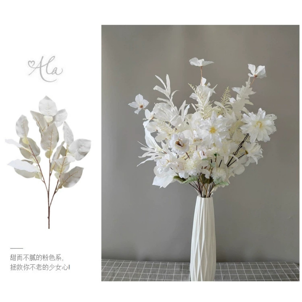 台灣現貨【白色仿真花材】純白花材葉材藤蔓 婚禮背板迎賓牆櫥窗佈置 花藝設計 花藝材料