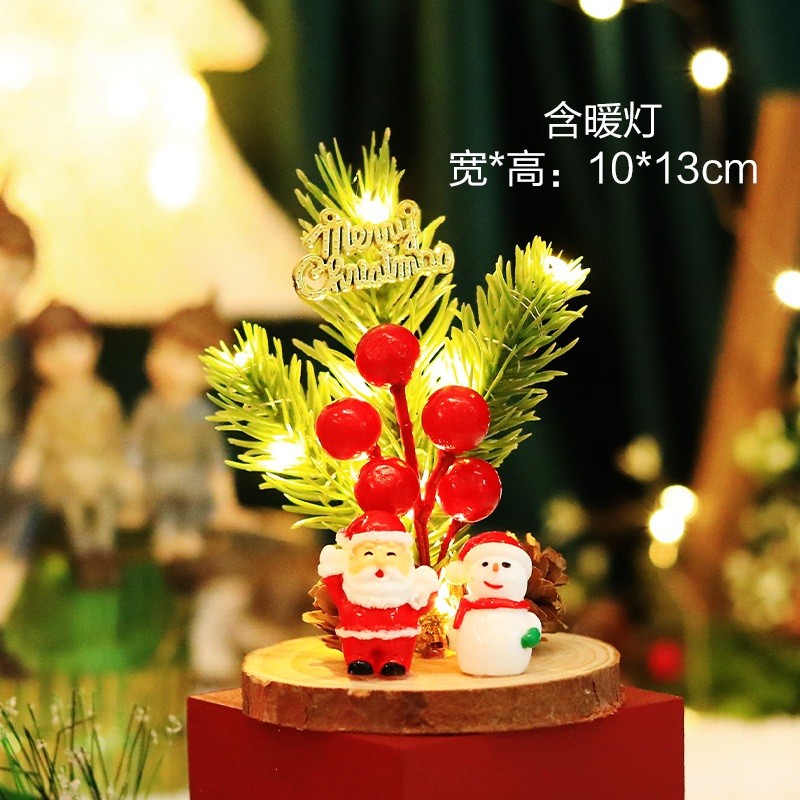 LED黃燈木片聖誕樹<雪人老人>