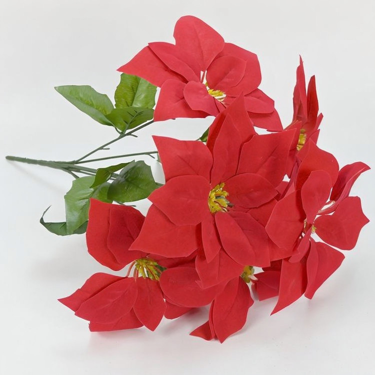 台灣現貨【仿真聖誕紅】一品紅花頭花桿 亮粉金粉節慶花材 盆栽插花佈置 花藝材料 聖誕佈置