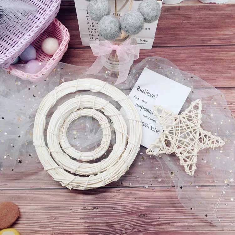 台灣現貨【星形藤圈】藤編星星花環基底 吊掛牆面門片窗邊佈置 花藝手作 原色白色多尺寸 DIY材料包 手作材料 花藝材料 