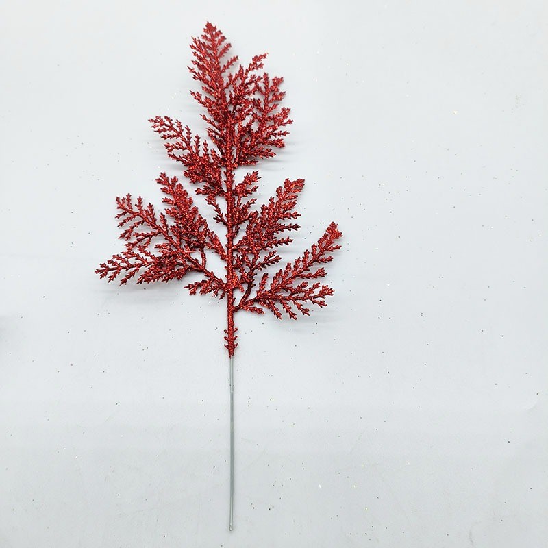 紅色閃粉松柏枝x1個