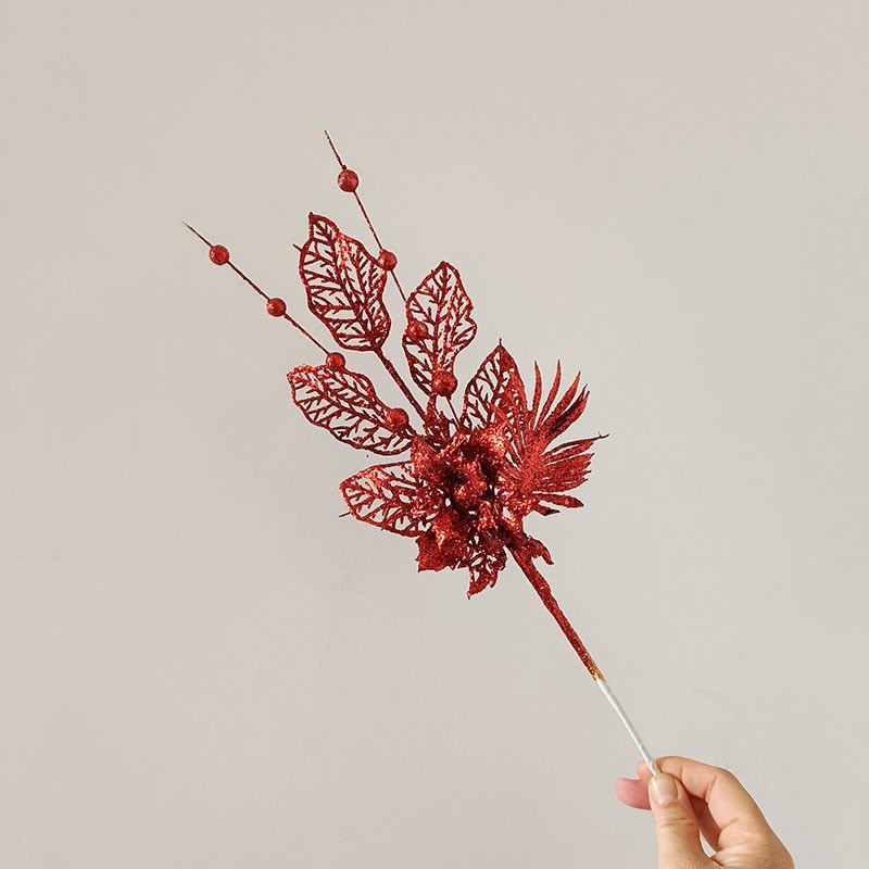 紅色聖誕葉x1個