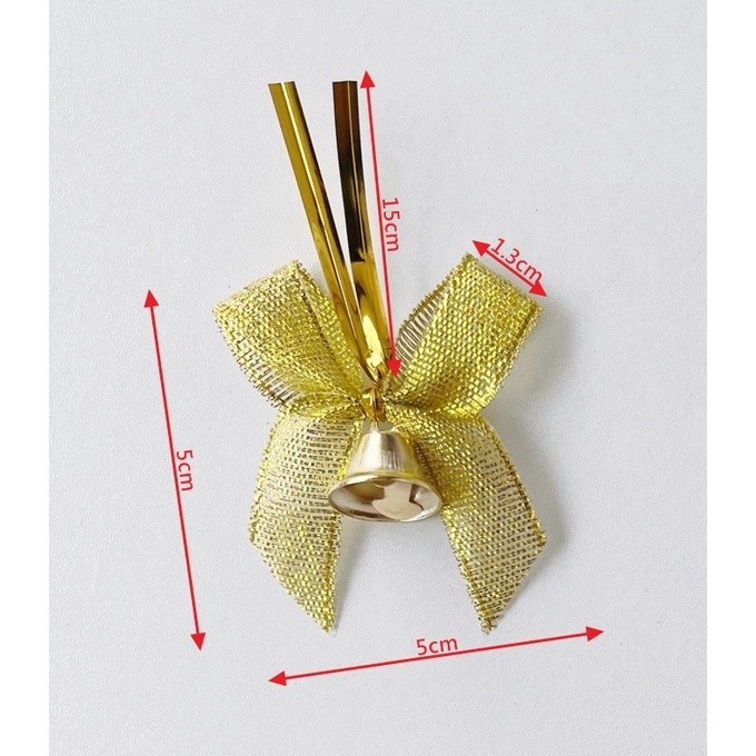 1.3cm金絲緞帶鈴鐺蝴蝶結
