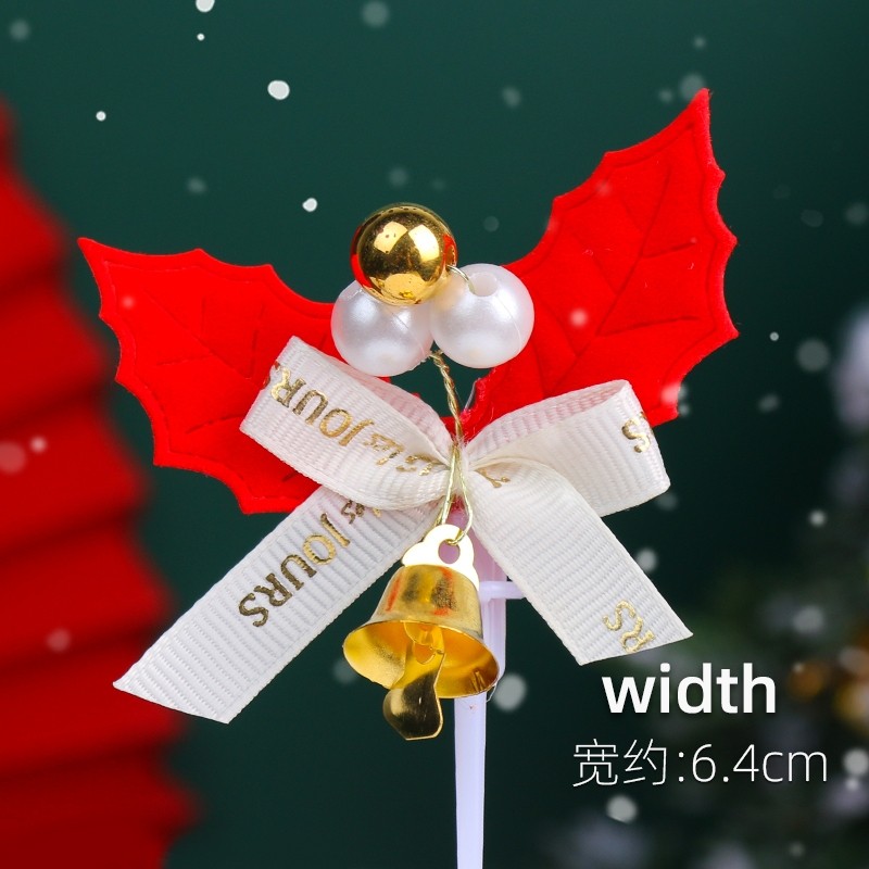 白緞帶小插飾❰紅葉白金果鈴鐺❱(1個)