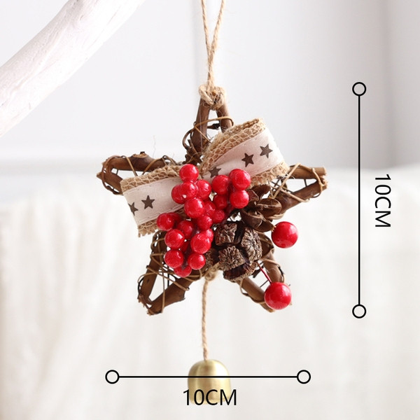 (10cm星星B款)紅果鈴鐺,(附藤圈)非成品，需DIY手工製作