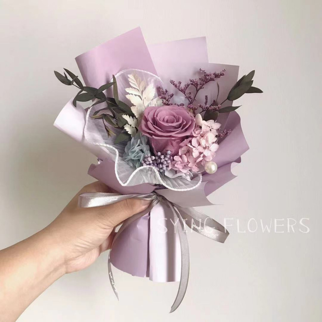特級永生玫瑰❰香芋紫❱,(贈送透明禮盒/櫥窗提袋/LED燈串)