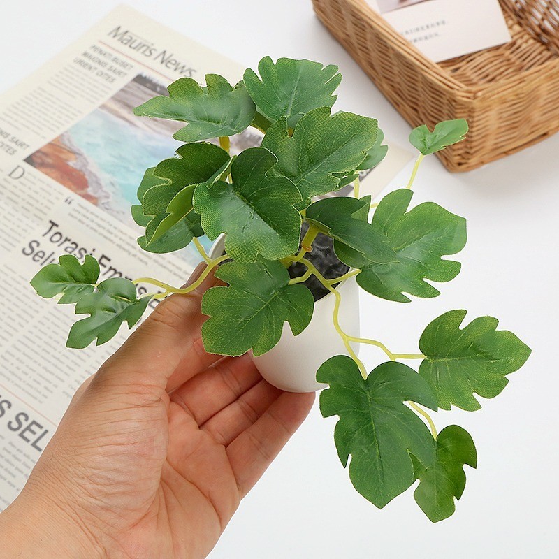 台灣現貨【迷你仿真植物盆栽】小型綠植擺件 免澆水桌面櫃檯居家佈置 多款葉型療癒好擺 新年佈置