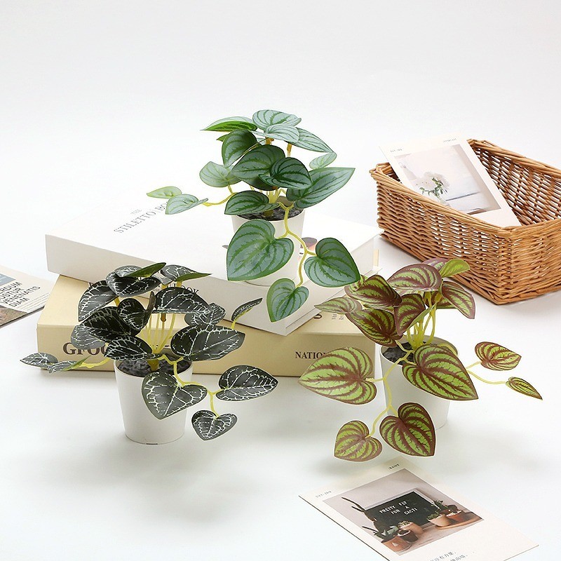 台灣現貨【迷你仿真植物盆栽】小型綠植擺件 免澆水桌面櫃檯居家佈置 多款葉型療癒好擺 新年佈置