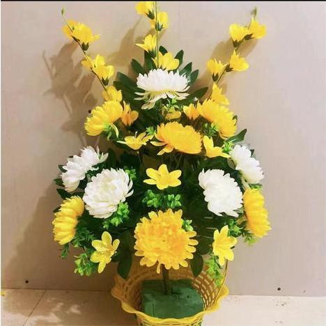 台灣現貨【祭拜仿真花束】神桌佛堂供花 祭祖清明拜拜花藝 擺設免照顧不凋謝 牡丹百合菊劍蘭款式 母親節花束 送媽媽