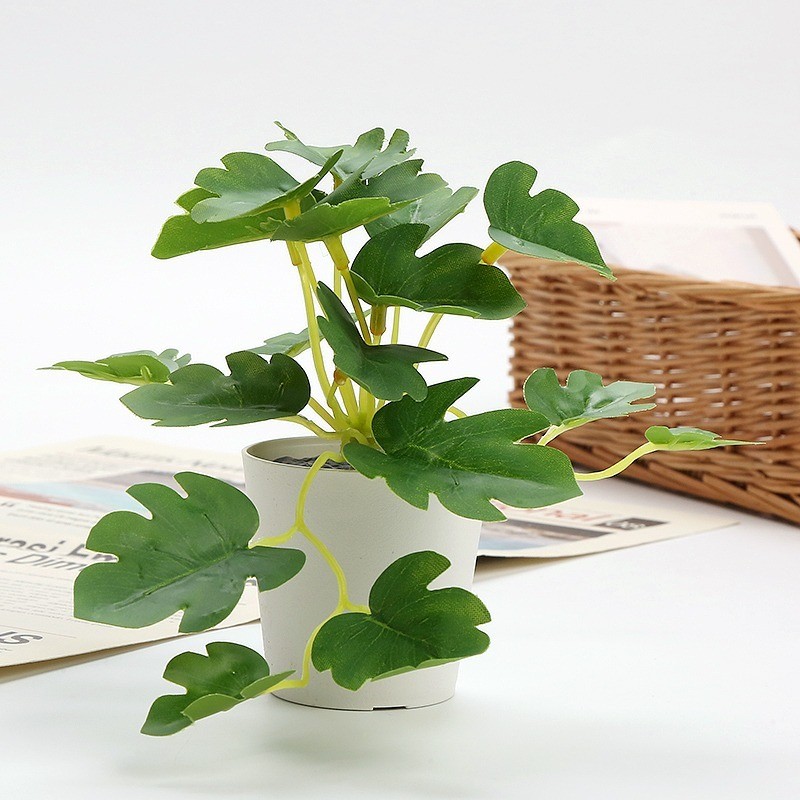 台灣現貨【迷你仿真植物盆栽】小型綠植擺件 免澆水桌面櫃檯居家佈置 多款葉型療癒好擺 新年佈置