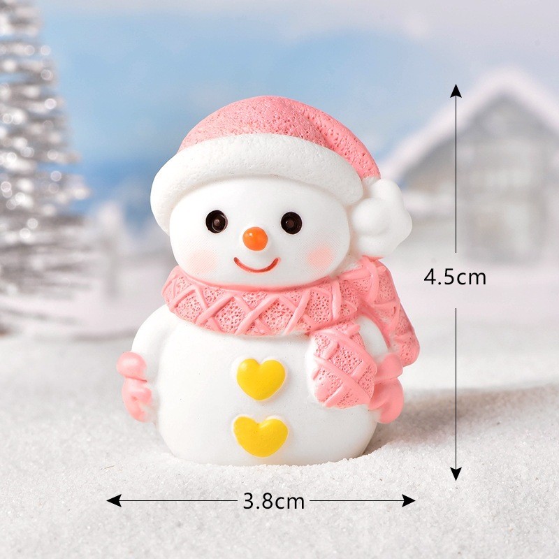 樹脂擺件❰粉色圍巾雪人❱