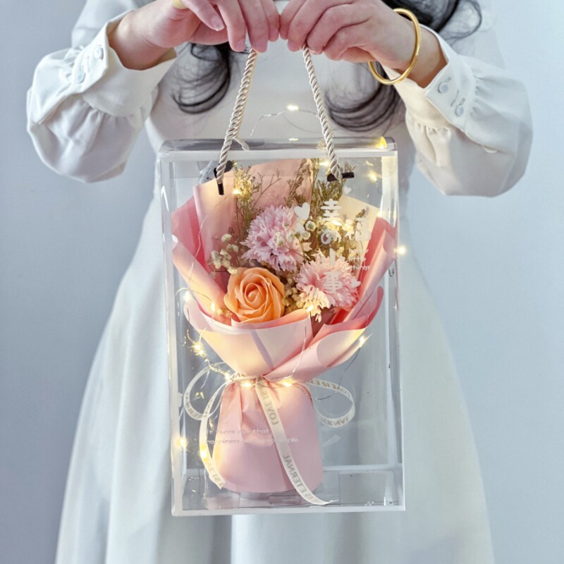 (25cm)粉色康乃馨,純花束（無提袋／無燈串）