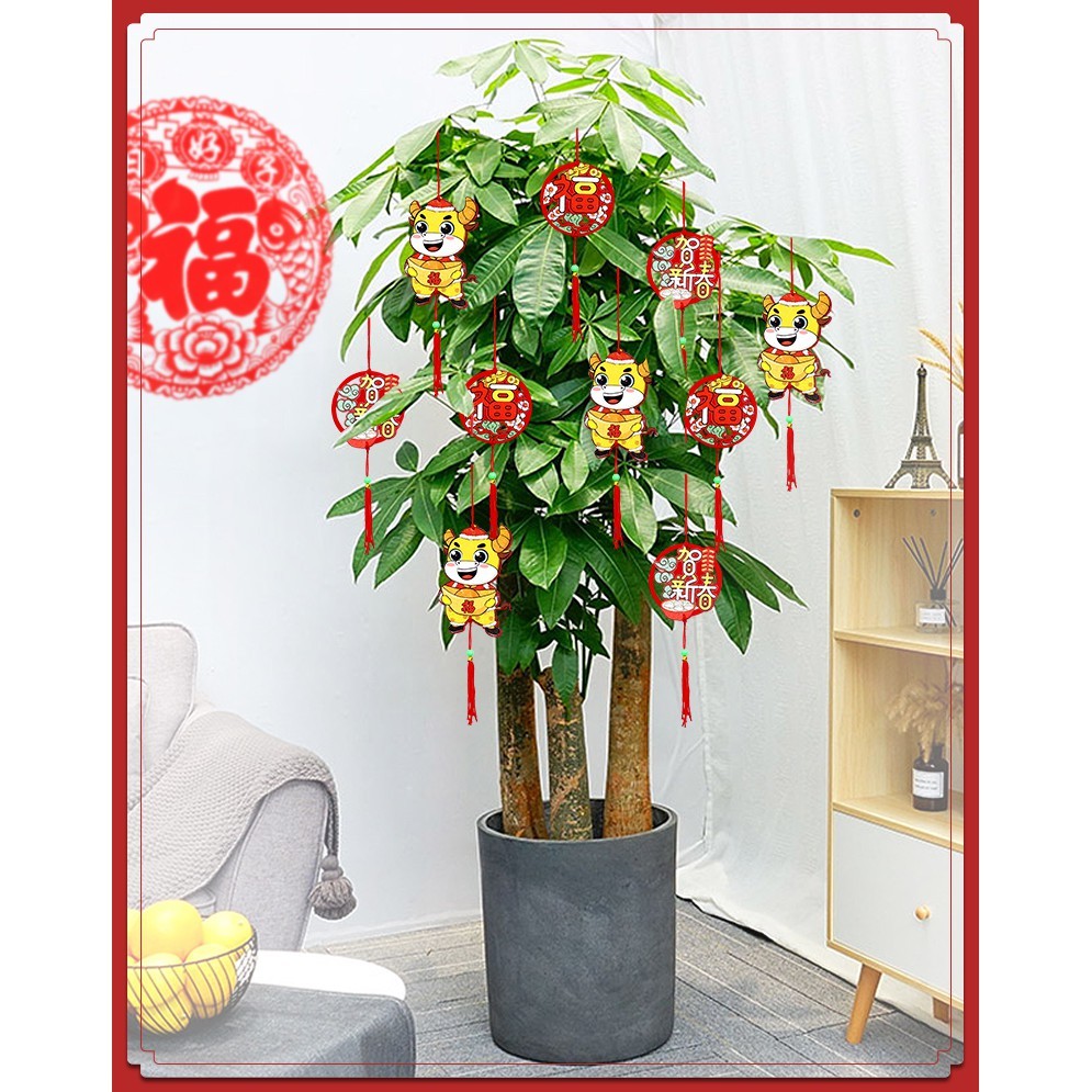 台灣現貨【新年吊飾材料】春節門把掛飾DIY 木質不織布立體掛件 獅子燈籠元寶中國結流蘇 盆栽玄關佈置 DIY材料包 手作