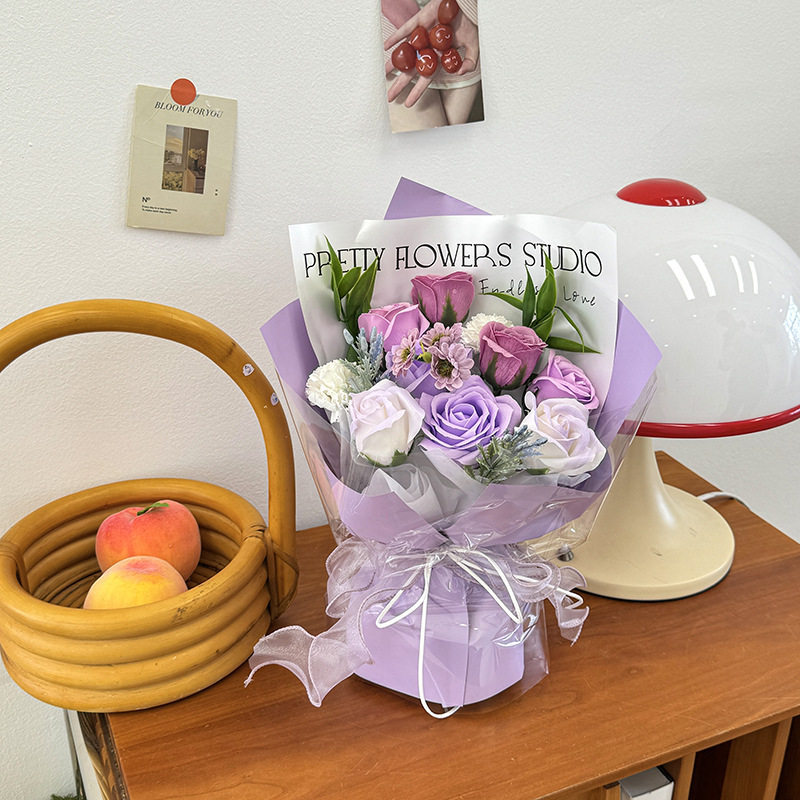 (30cm)仙女風紫玫瑰,純花束（無提袋／無燈串）