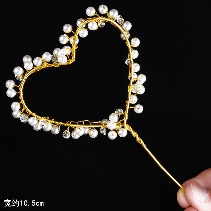 鐵藝插枝❰金色珍珠邊愛心❱附贈LED燈