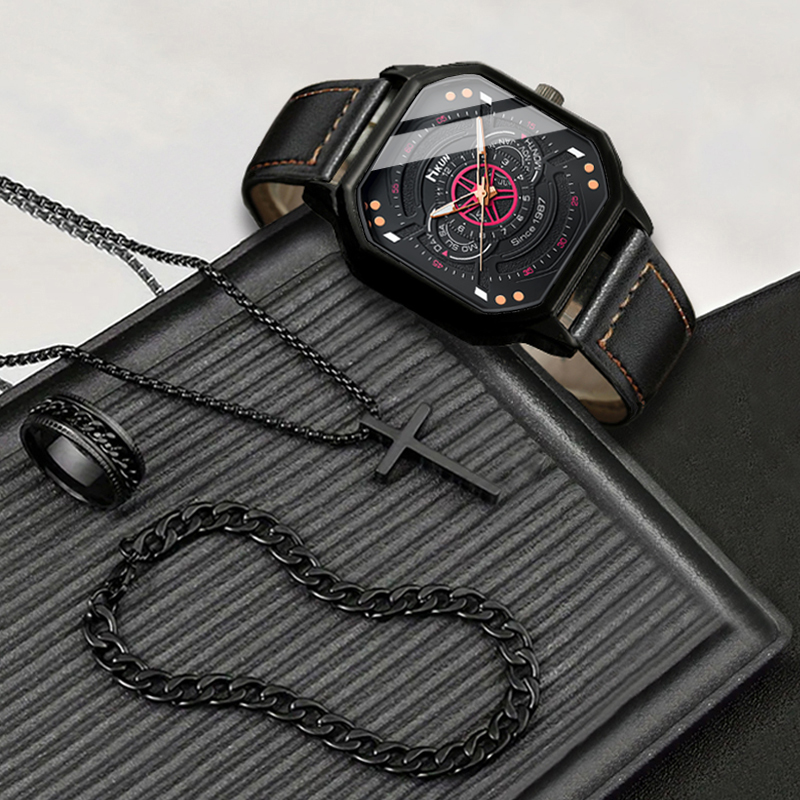 Men Watch Set, Simple Square Business Sports Style, Gift Recommendation