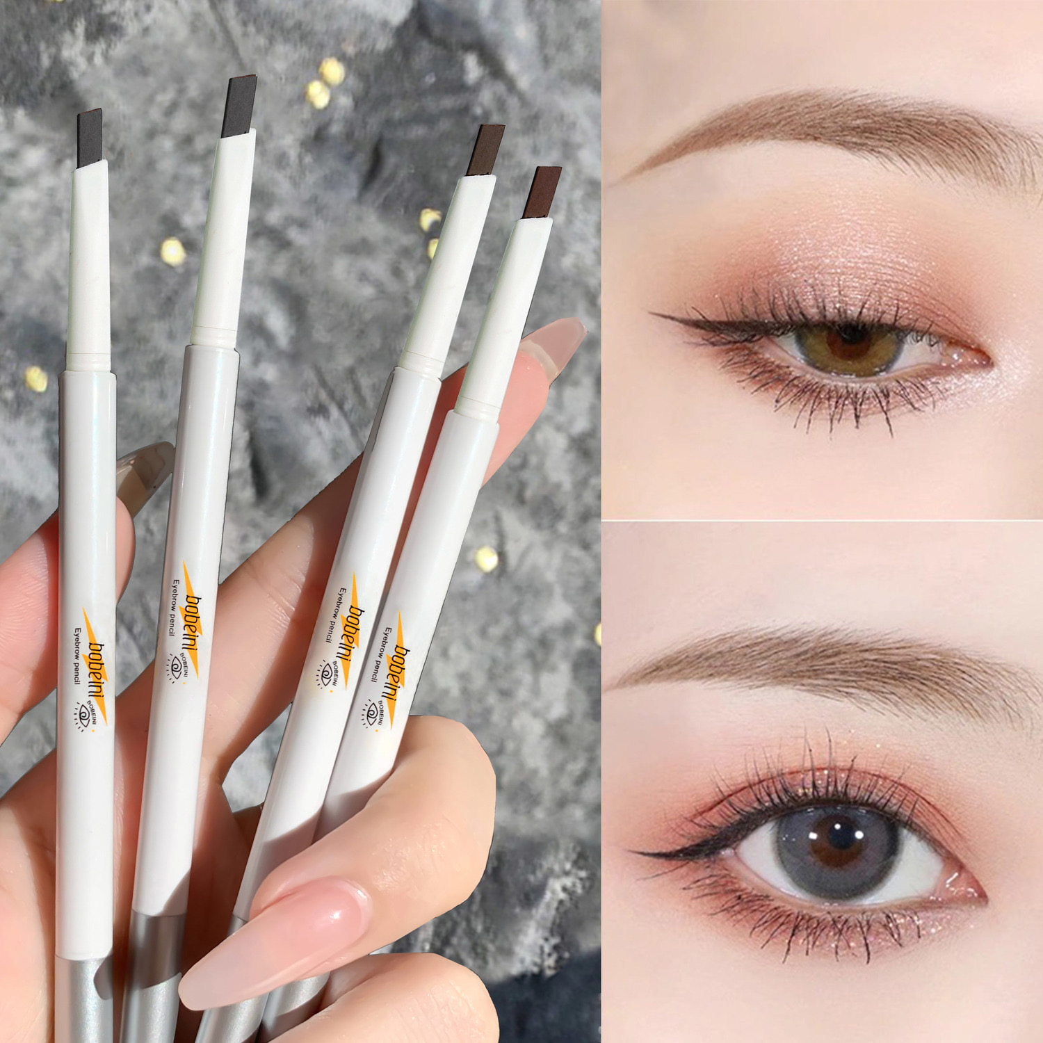 Fine-headed Eyebrow Pencil Double-Headed Waterproof Not Easy to Fade Automatic Rotating Distinct Roots Natural Fog Eyebrow