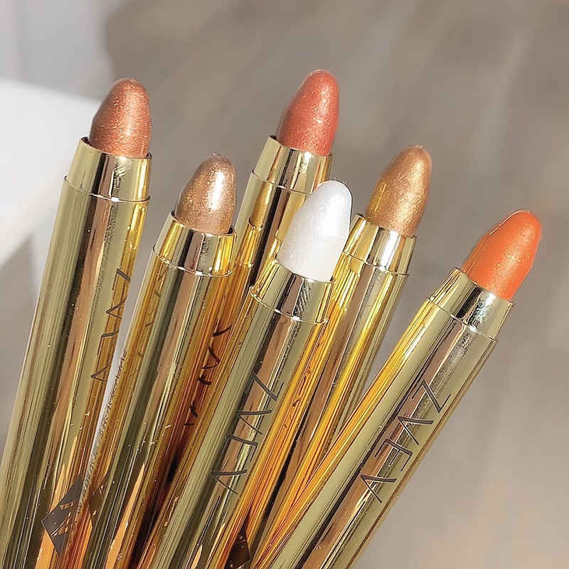 Eye Shadow Pencil Stick Two-in-One Double-Headed Waterproof Sweat-Proof Light Color Long-Lasting Shining Eyeshadow Pen Eyeliner Eye Makeup Tool Long-Lasting Non-S