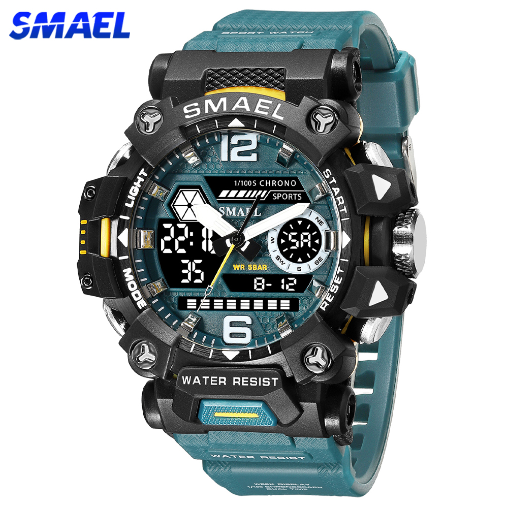 SMAEL Large Dual Display Sports Men's Watches Electronic LED Military Digital Watch Multi Function Alarm Waterproof Tactical Stopwatch for Men