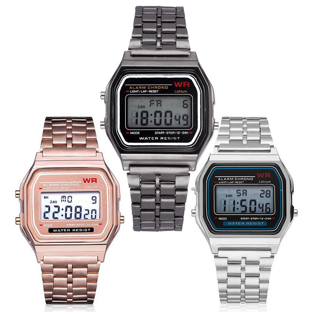 Foreign Trade Hot-selling LED Electronic Watch WR F91W Steel Band A159 Harajuku Style Fashion Watch Multifunctional Fashion Trend