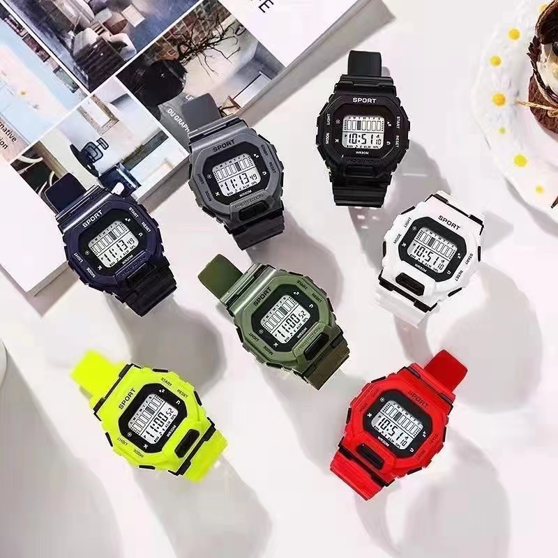 Unisex Square Digital Watch Oversized Display Multifunction Sport Watch For Students