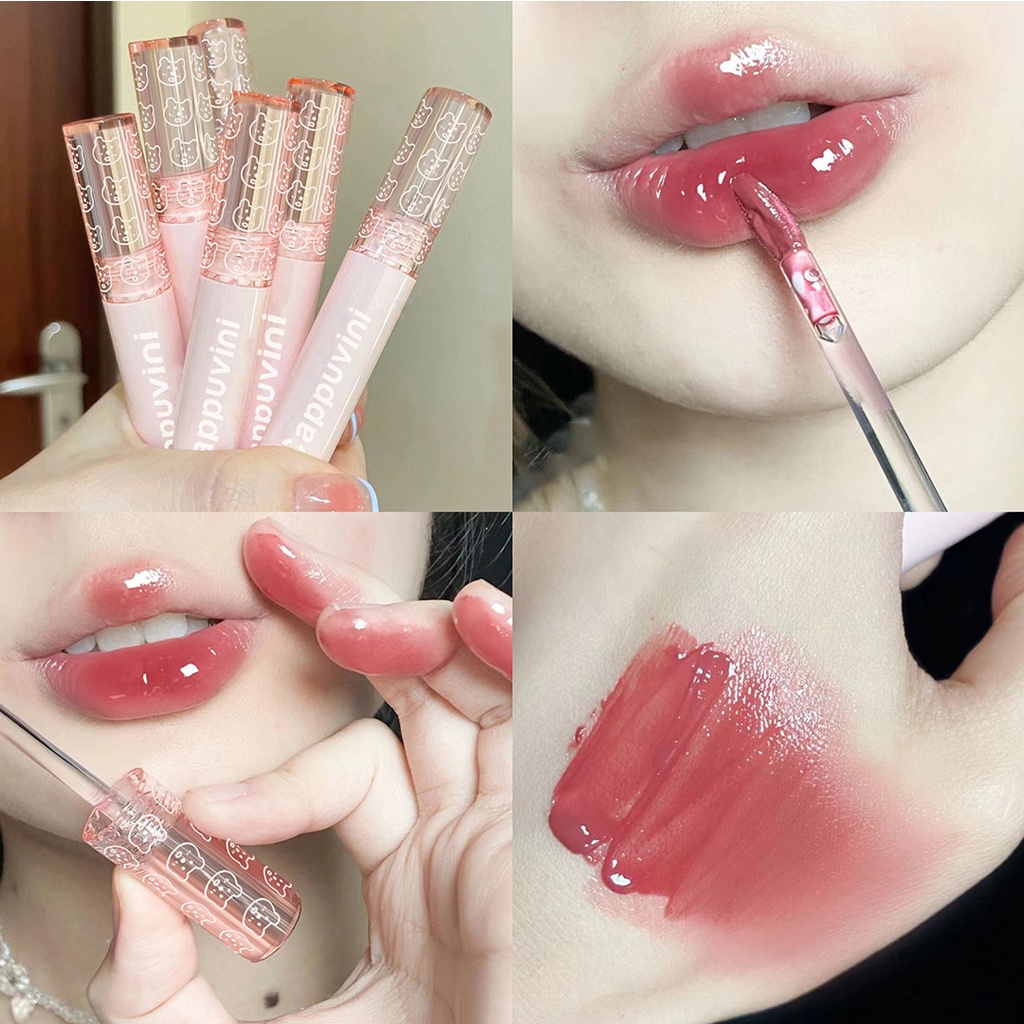 Cappuvini Bubble Glass Lipstick Cute Water Glossy Lip Glaze Long-lasting Lip Gloss  Moisturizing Hydrating Lip Tint Lip Makeup